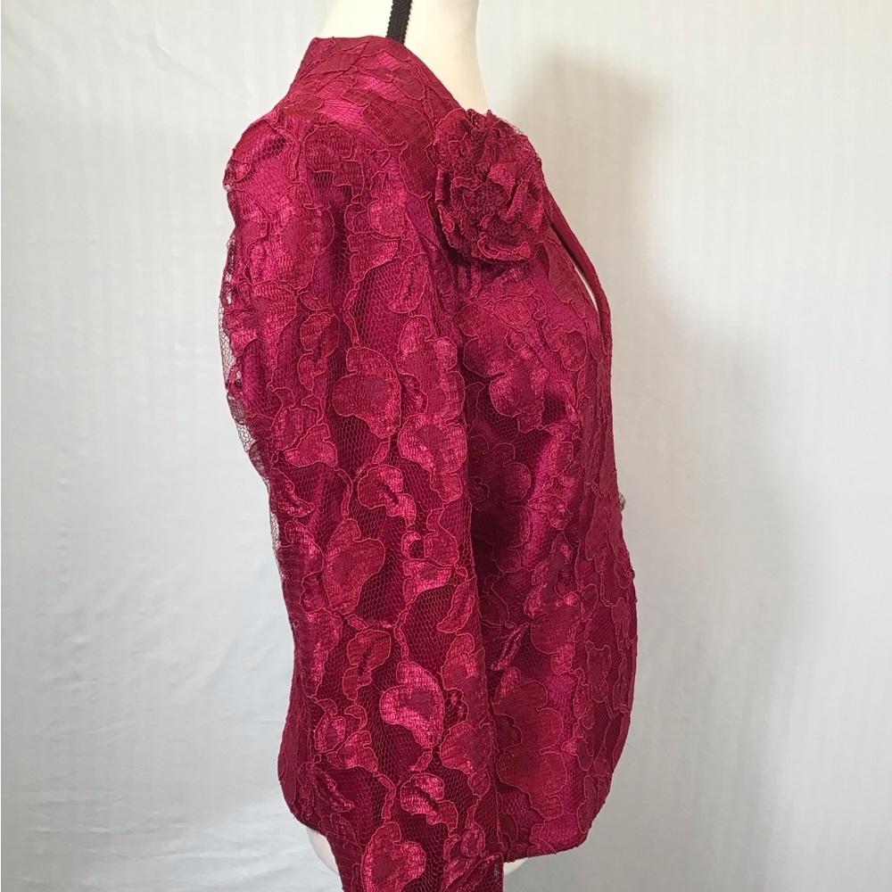 80s Vintage Ursula Womens Lace Blazer Size M/L Rose Floral Jacket Coquette Fairy - Picture 8 of 16